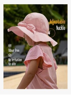 Toddler Girls Cotton 100% Sun Hat With UPF50+ Pink 2T-5T